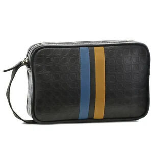 Salvatore Ferragamo Gamma Banner Dark Clutch Bag Brown